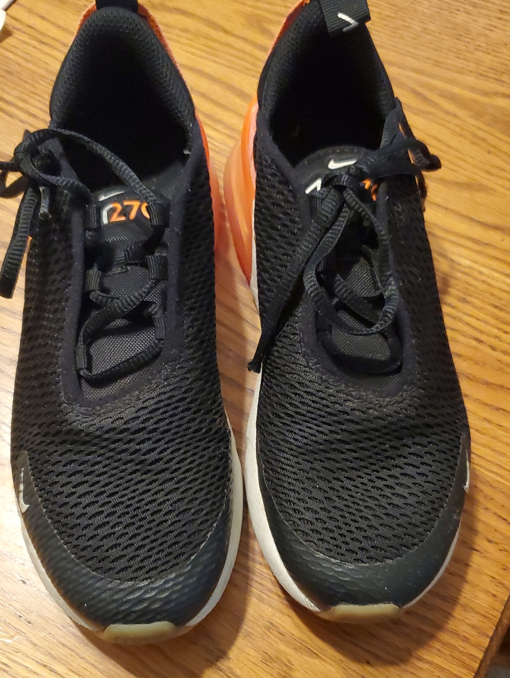 (VF) Nike Kids Black and Orange Mesh Sneakers